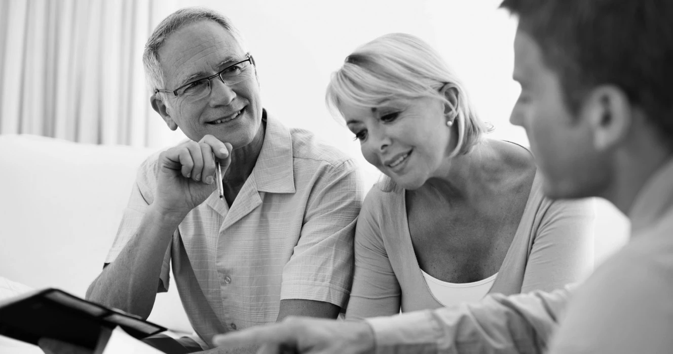 A family discussing their financial options